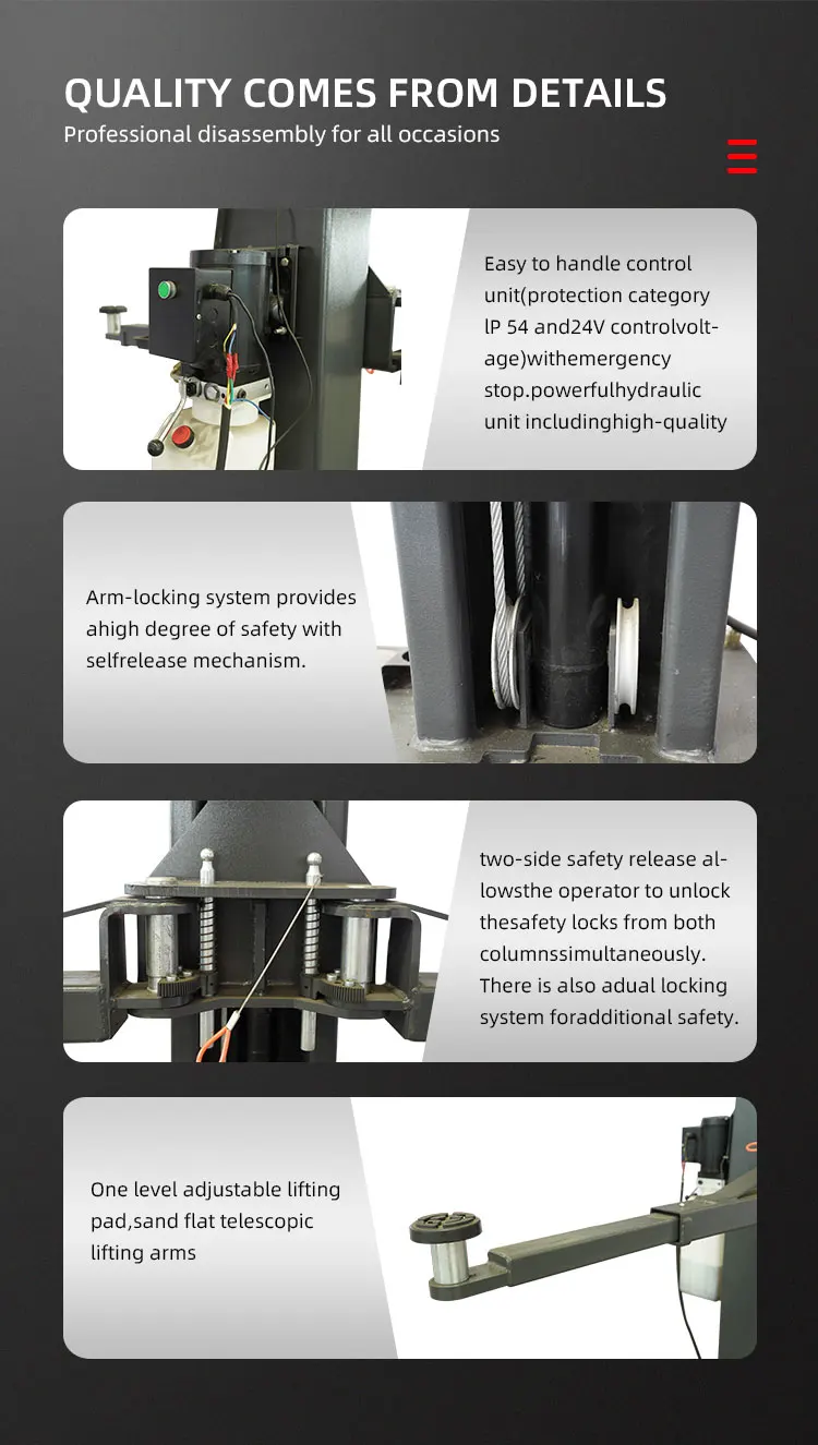 Customized High quality Two post lift clearfloor two post lift with CE details