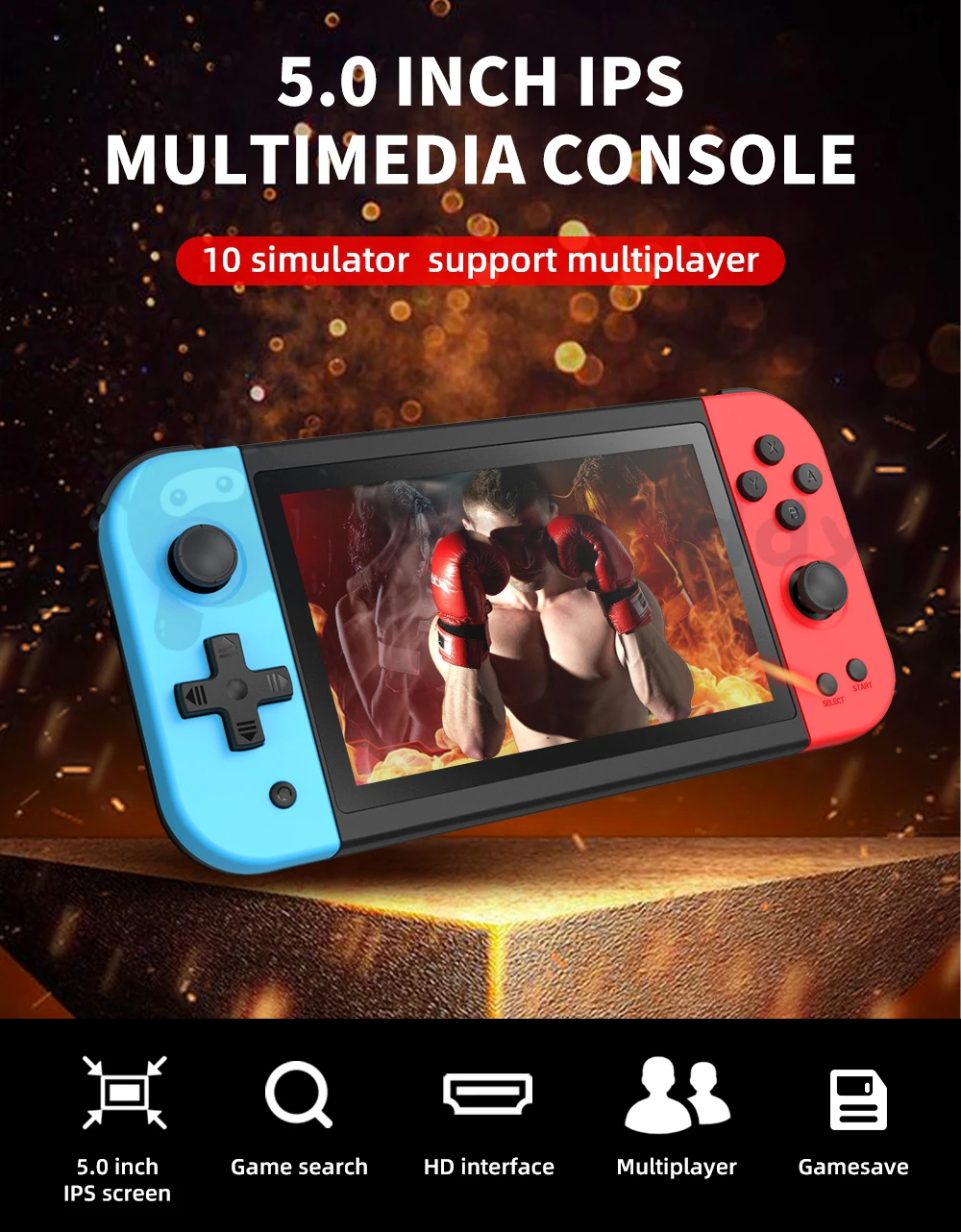 NEW POWKIDDY X51 5 inch Handheld Video Game Console For PS1 FC 3D Joystick Retro Games Player Support HD TV Out Gaming Consoles