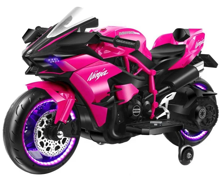 CE Certificated pink Color Double Drive Kids Electric Motorcycle