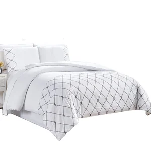 New Embroidery Design Microfiber  Duvet Cover  Embroidery Geometric 4pcs Bedding Comforter Cover Set