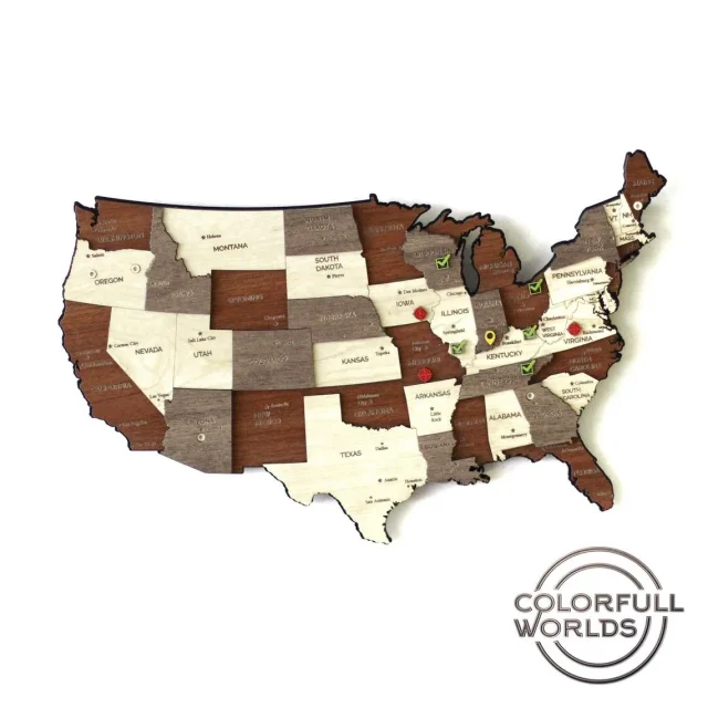 3D Wood World Map With Led Light Backboard World Travel Map