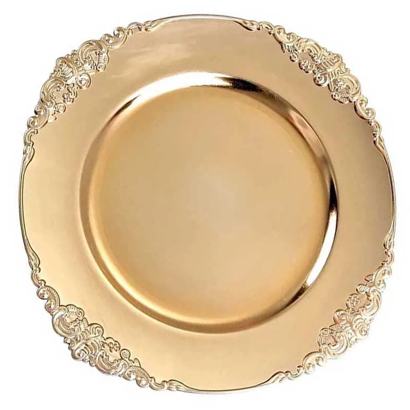 13inch Gold Luxury Acrylic Charger Plates New Wedding Decoration Silver