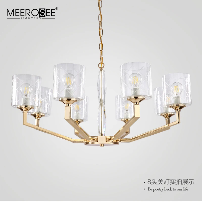 Meerosee 2021 Good price Pendant Lamp Iron Chandelier with Glass Shade Modern Chandelier MD86752