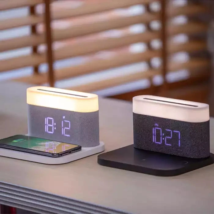 Alarm Clock 15w Fast Charging Wireless Charger Clamping Car Phone Holder Wireless Charger With Led Light