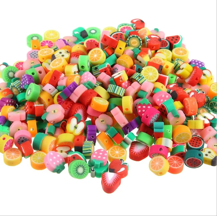100 Pcs mixed fimo Polymer Clay Fruit Spacer Beads 10mm