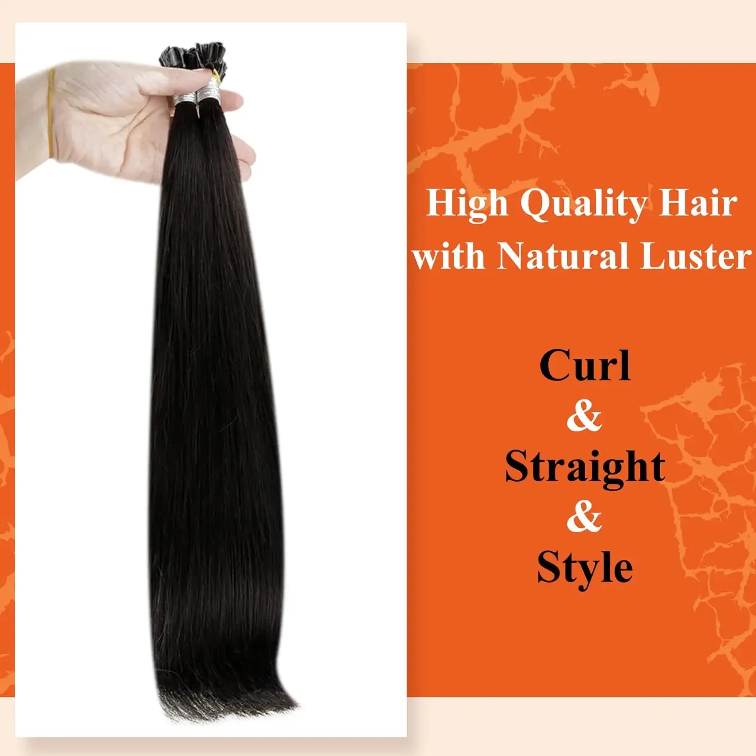 Natürliche schwarze Hot Fusion U-Tips Echthaar-Extensions_voghion.com