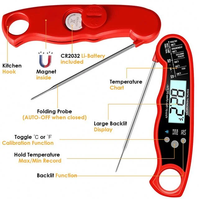 Household Kitchen Meat Temperature Gauge Foldable Food Electronic Probe Digital Thermometer