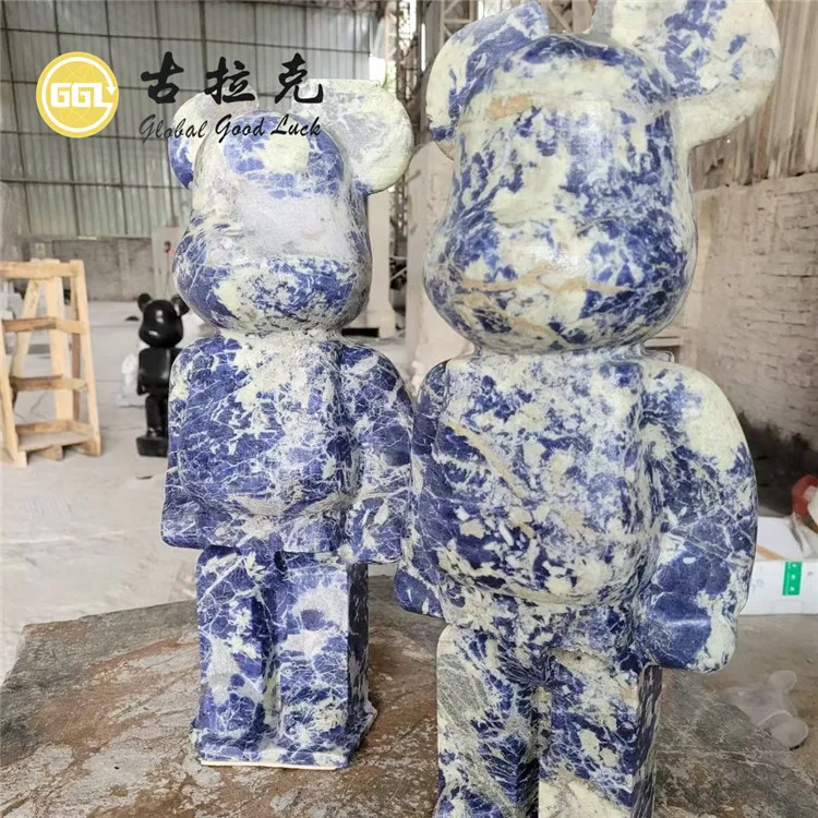 Custom Material and Size Bear sculpture Marble Stone Carving House & Hotel Decoration