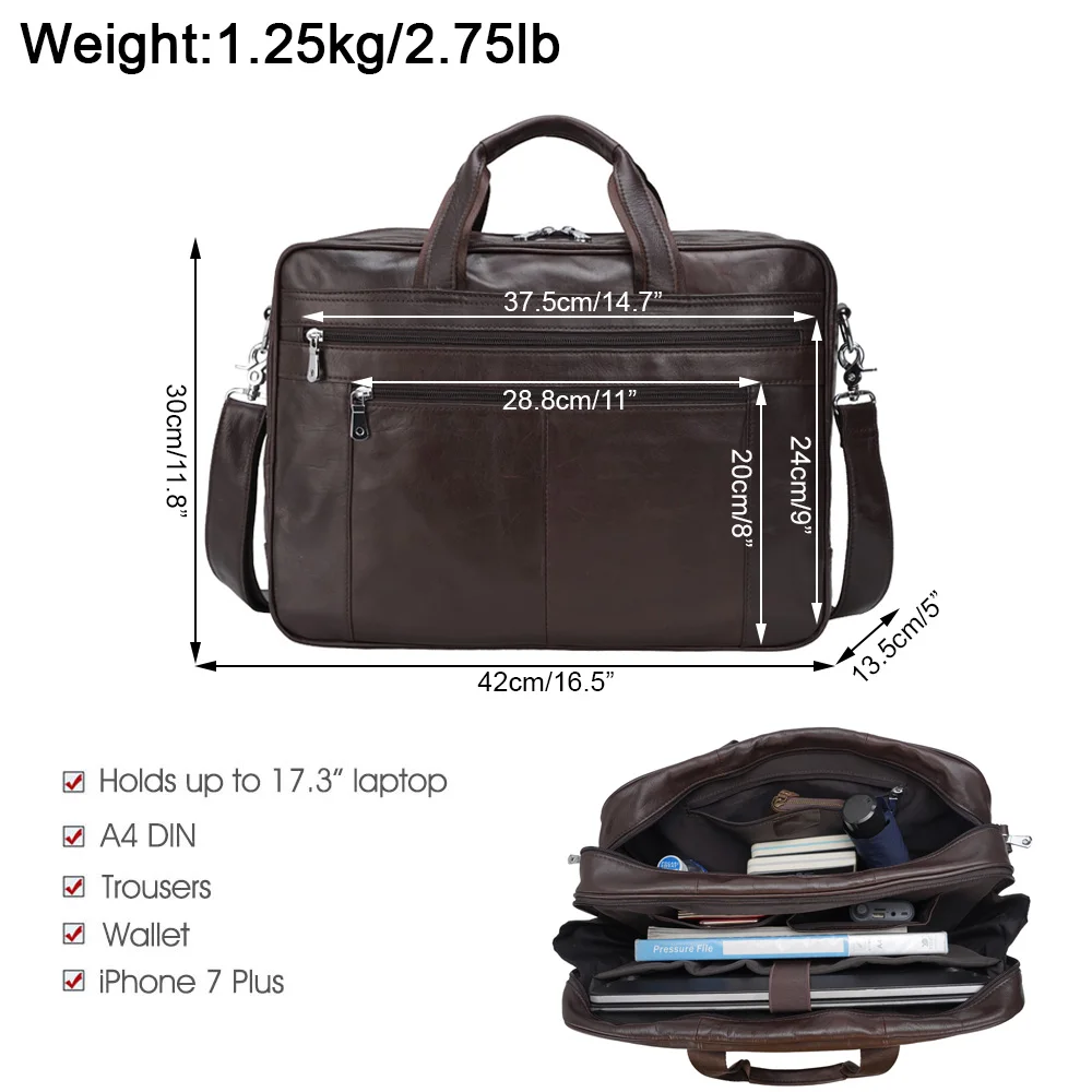 Сумка-портфель TIDING мужская из мягкой натуральной кожи, роскошная вместительная сумочка для ноутбука для офиса и путешествий, портфель из натуральной кожи