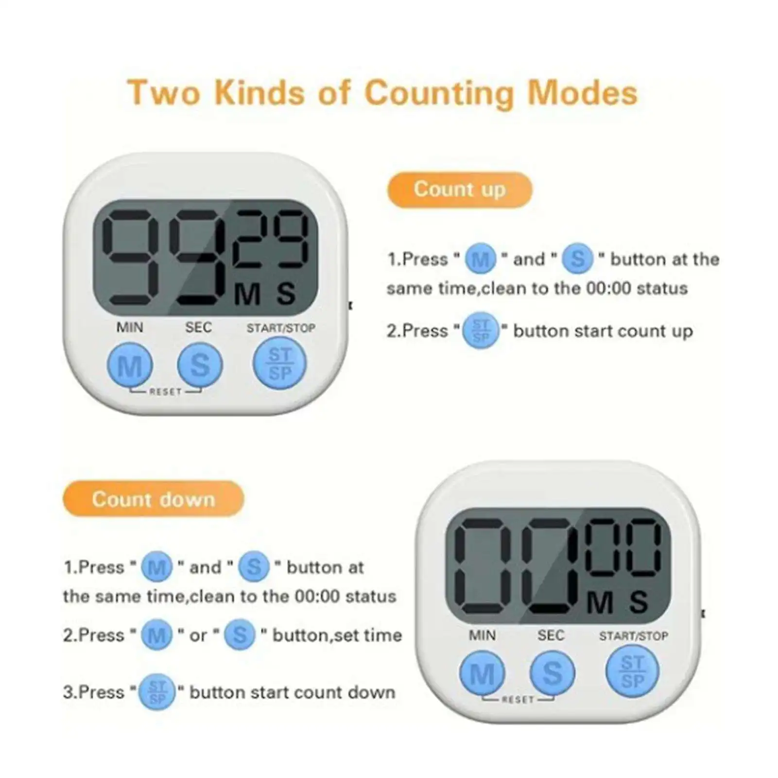 Kitchen Timer Digital Timer Cooking Lcd Large Screen Counter Alarm Remind Manual Electronic Countdown