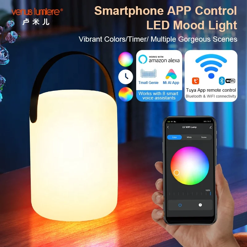 Smart APP Control RGBW LED Luz portátil Batería recargable Lámpara