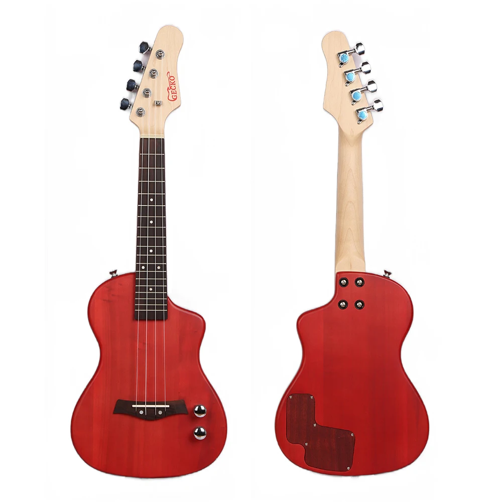 GECKO Stringed Instruments Red Elettrica Silent Ukelele Earphone Practice Electrica BT Wireless Electric Ukulele for Beginner