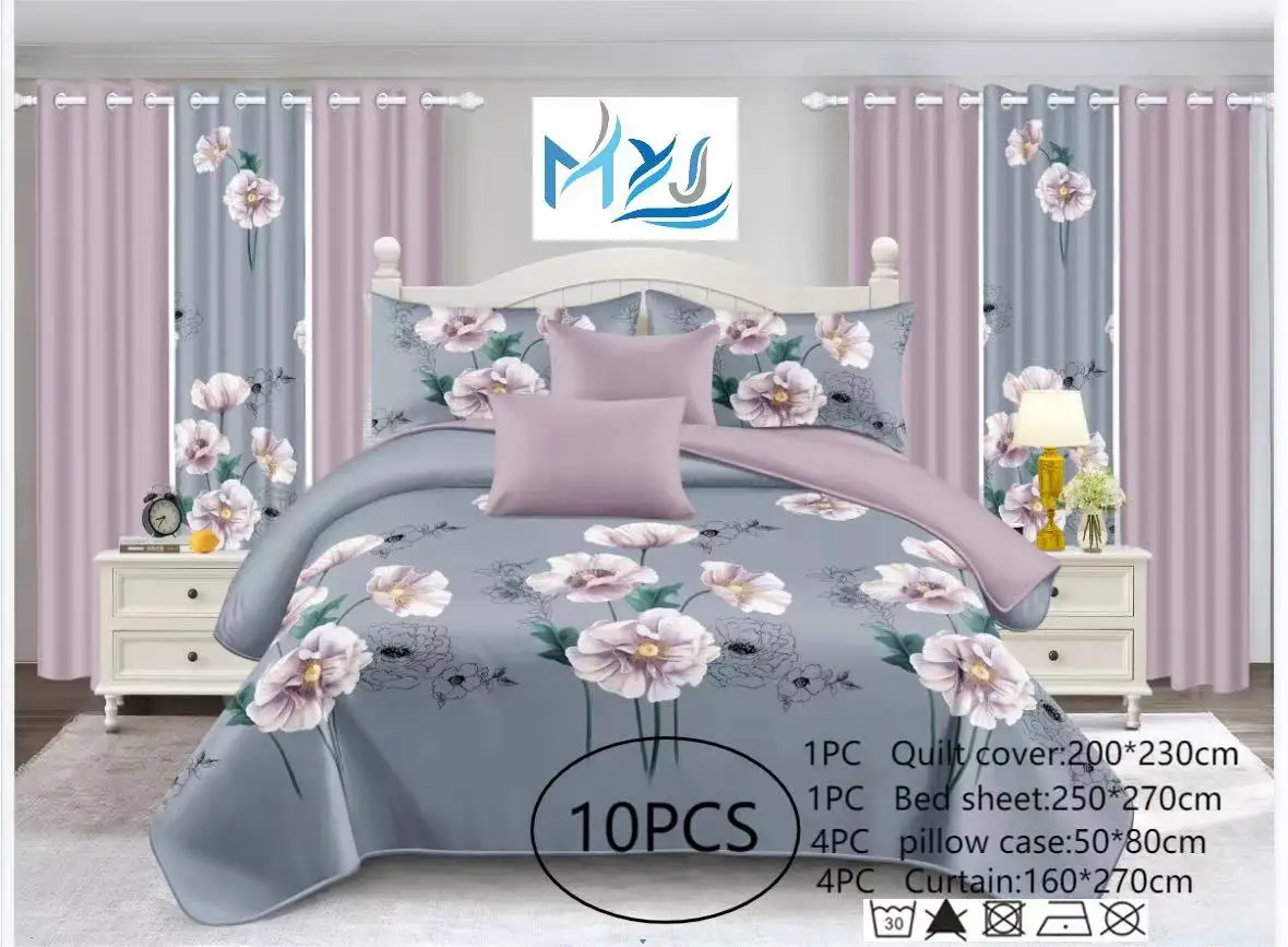 American Styles Sheet Set And Curtain 100 Polyester Bedsheet Set With