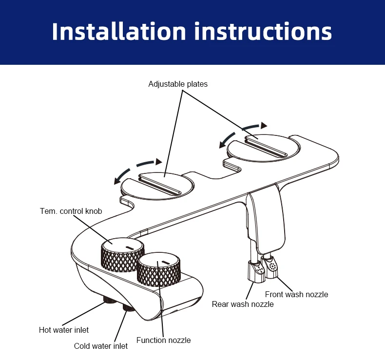 OEM/ODM Hot and Cold Water Toilet Bidet Seat Shattaf Bidet Sprayer Non Electric Bidet Toilet Attachment For Toilet details