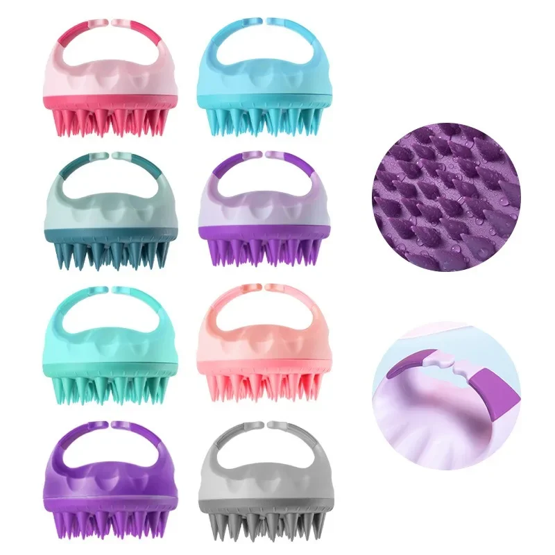 Spărgător de scalp din plastic, perie pentru șampon și masaj cu peri din silicon, pentru spălarea părului și exfolierea scalpului