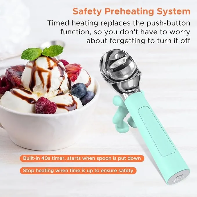 product laudtec rechargeable heated ice cream scoop waterproof electric baby smart with led display non stick scooper for hard sz02-4