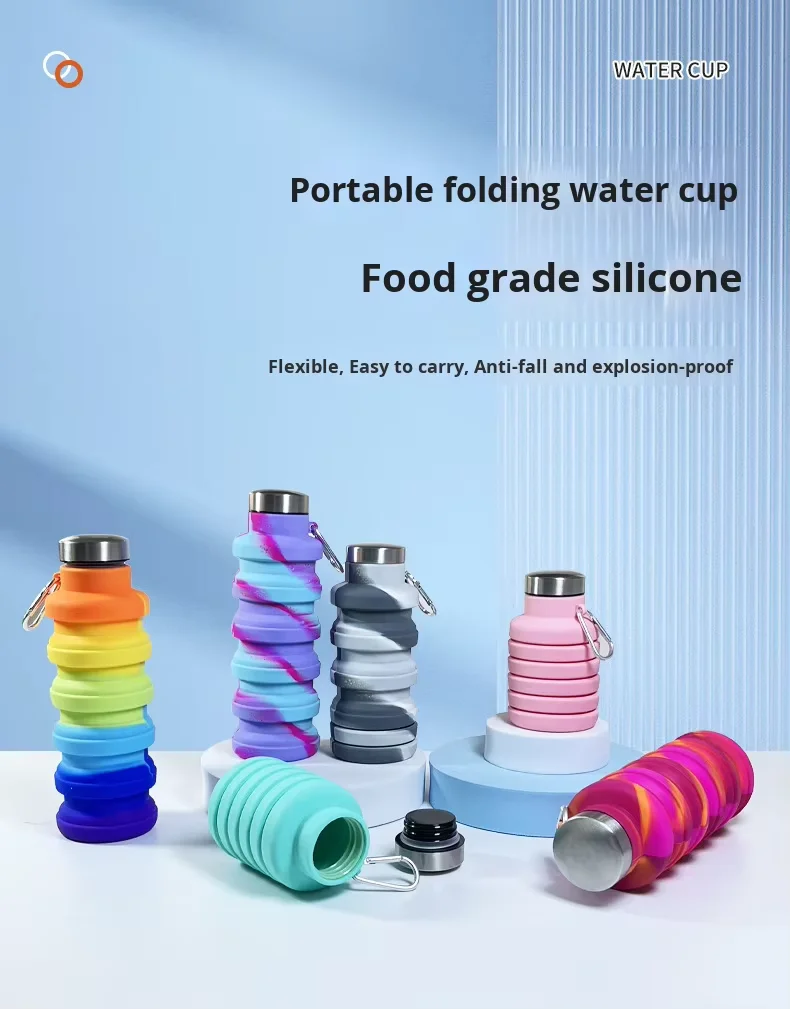 product custom 500ml bpa free silicone collapsible water bottle portable outdoor folding sports drinking bottle safe for adults travel-1