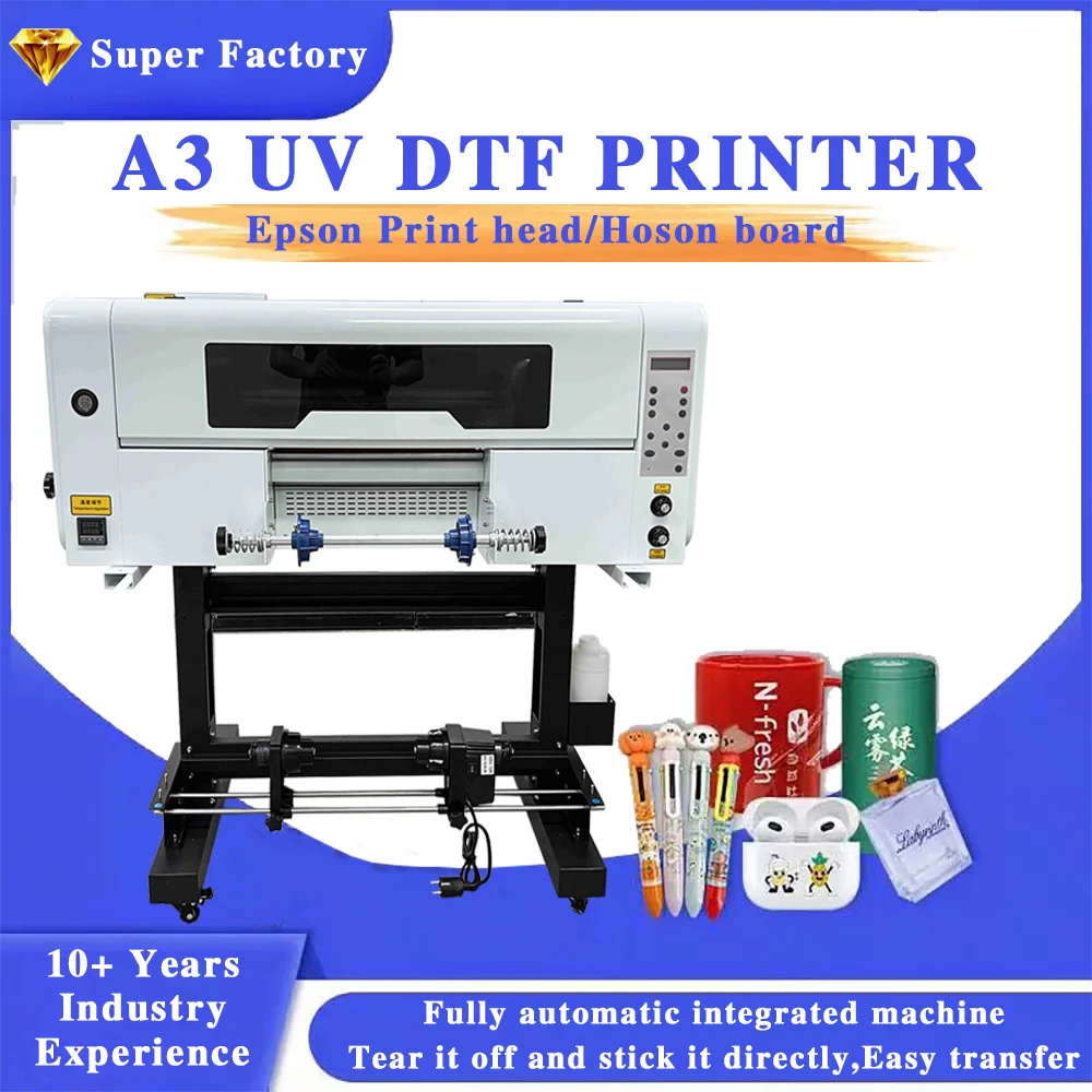 Lansong A3 UV DTF Printer 30cm Transfer Sticker Printing Machine Crystal Label Printer All in One Roll to Roll with Laminator supplier