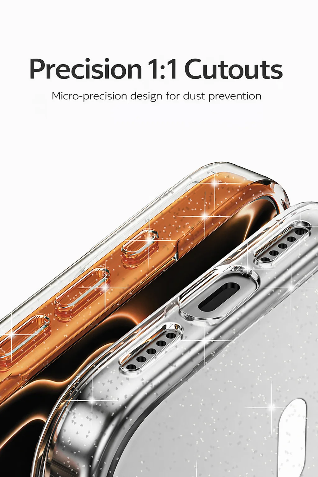 pro max  ultra thin clear sparkle phone cover with metal button anti fingerprint-3