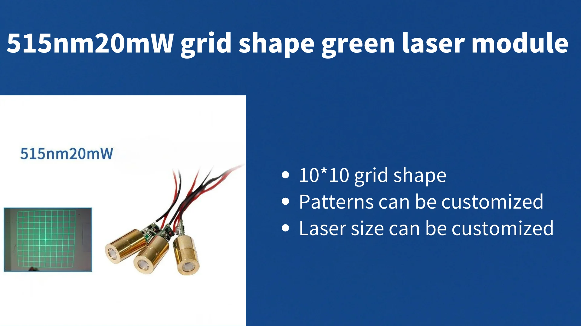 Customizable 10*10 Grid Shape of Green Light Laser Module