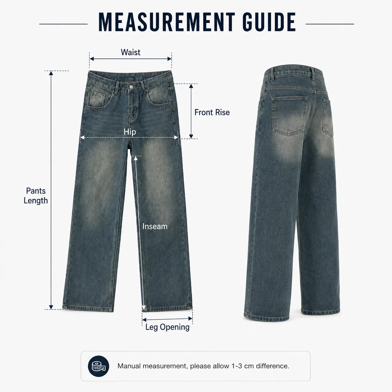 Vintage Washed Mid Waist Straight-Leg Denim Jeans Men Summer Loose Fit Distressed Long Pants Korean Commuter Style