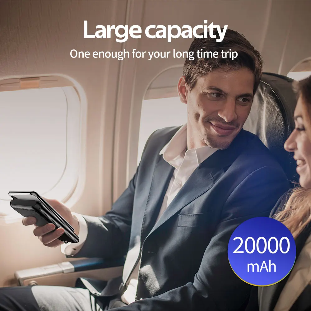 
Портативный android ios мобильного зарядного устройства Портативные зарядные устройства супер быстрая зарядка цифровой 20000 мАч, блок питания 20000 мАч power bank для iphone 