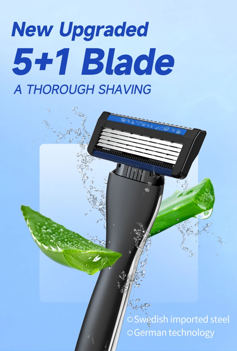 Five Blades Men Razor Cartridges Shaving Plastic Handle Imported Blades