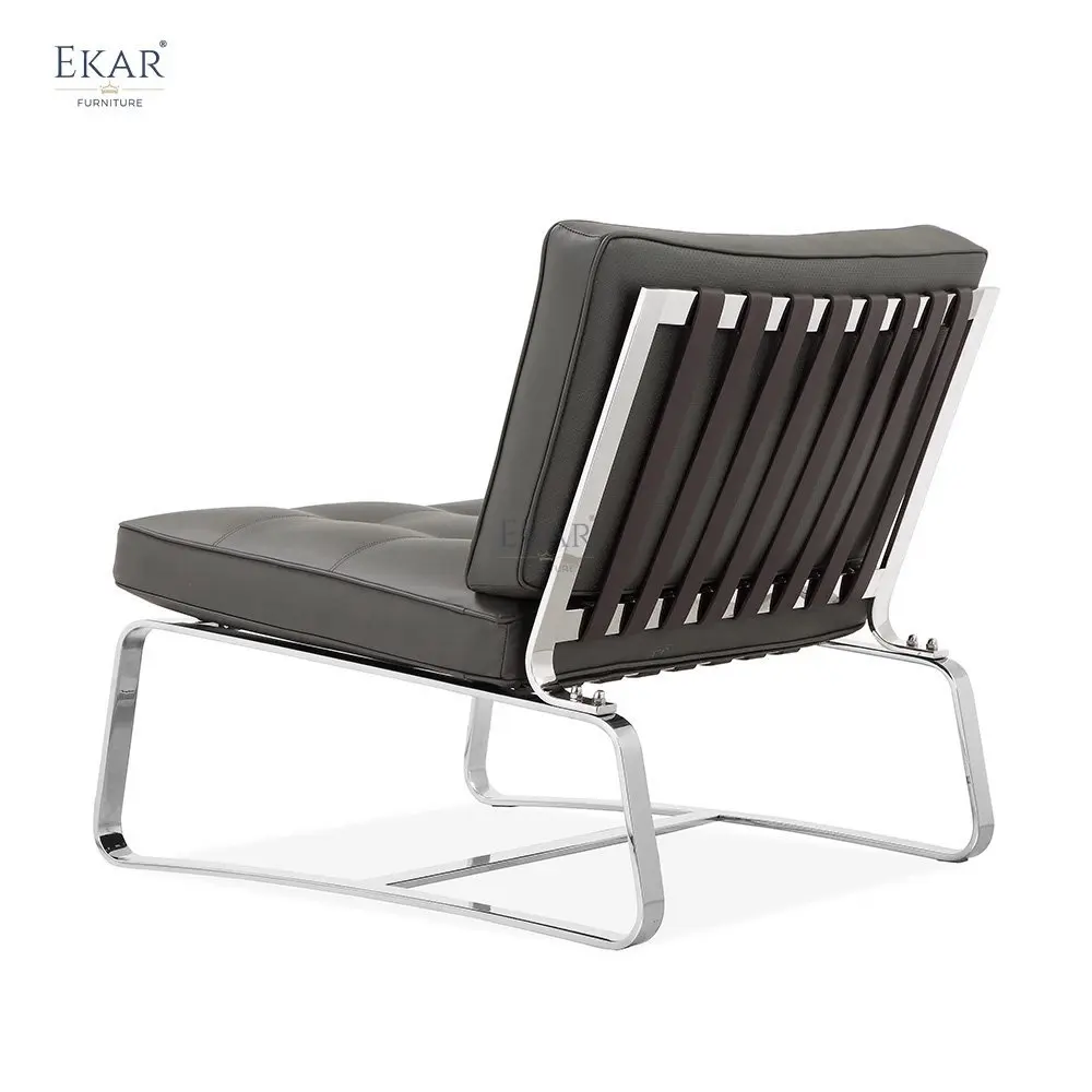 product glossy solid steel frame lounge chair with saddle leather cushion and back support structure-64