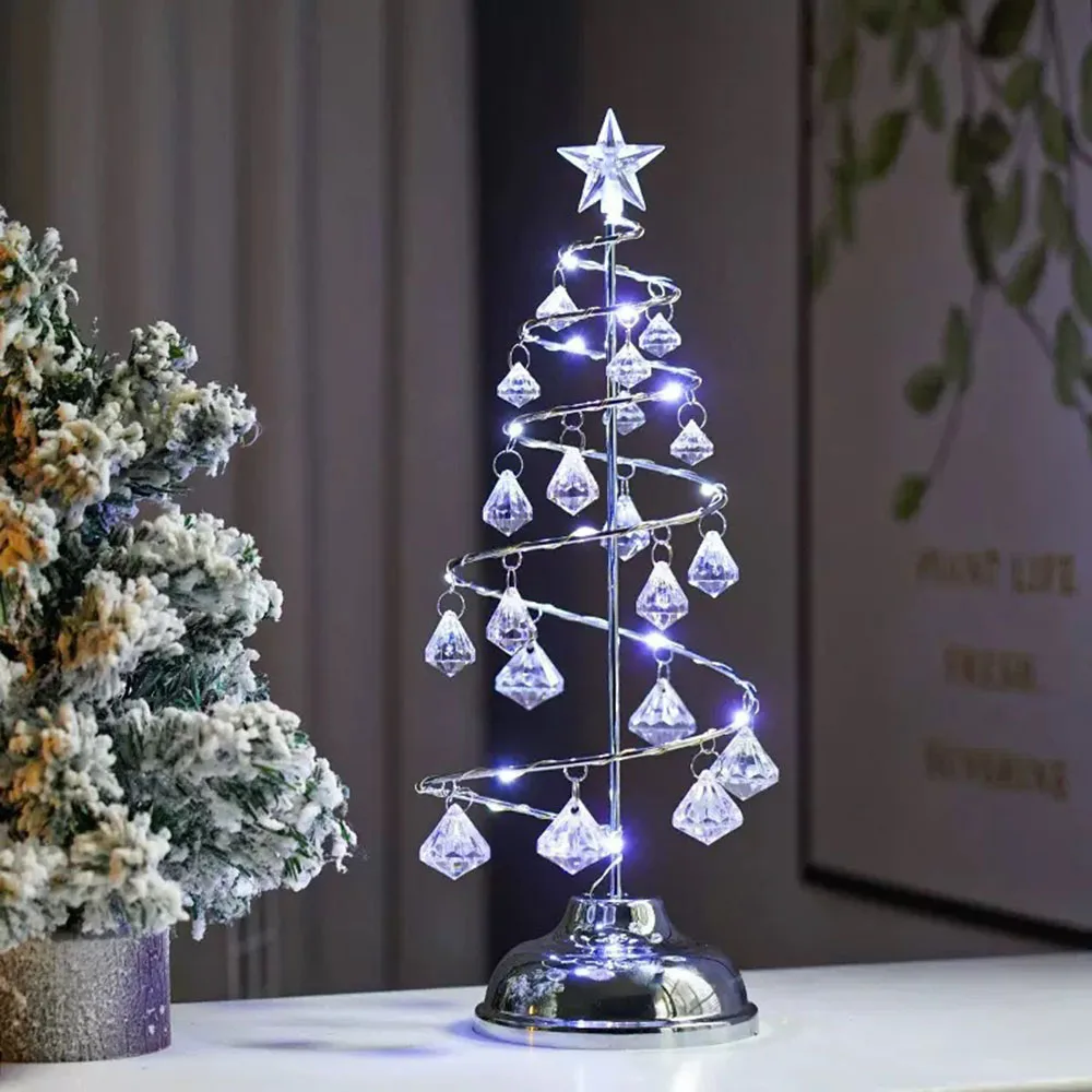 Beautiful Christmas Festival Tree Crystal Diamond Five-pointed Star Bedroom Living Room Decoration Ornament LED Lamp