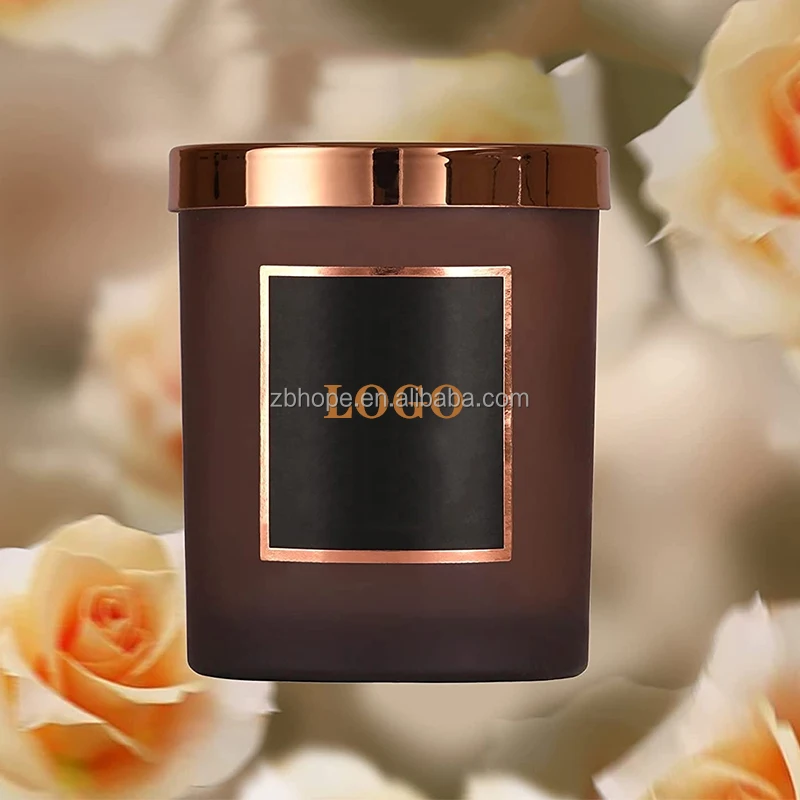 Luxury 8oz 10oz 12oz 14oz Amber Candle Jar Holder Vessel With Lid And ...