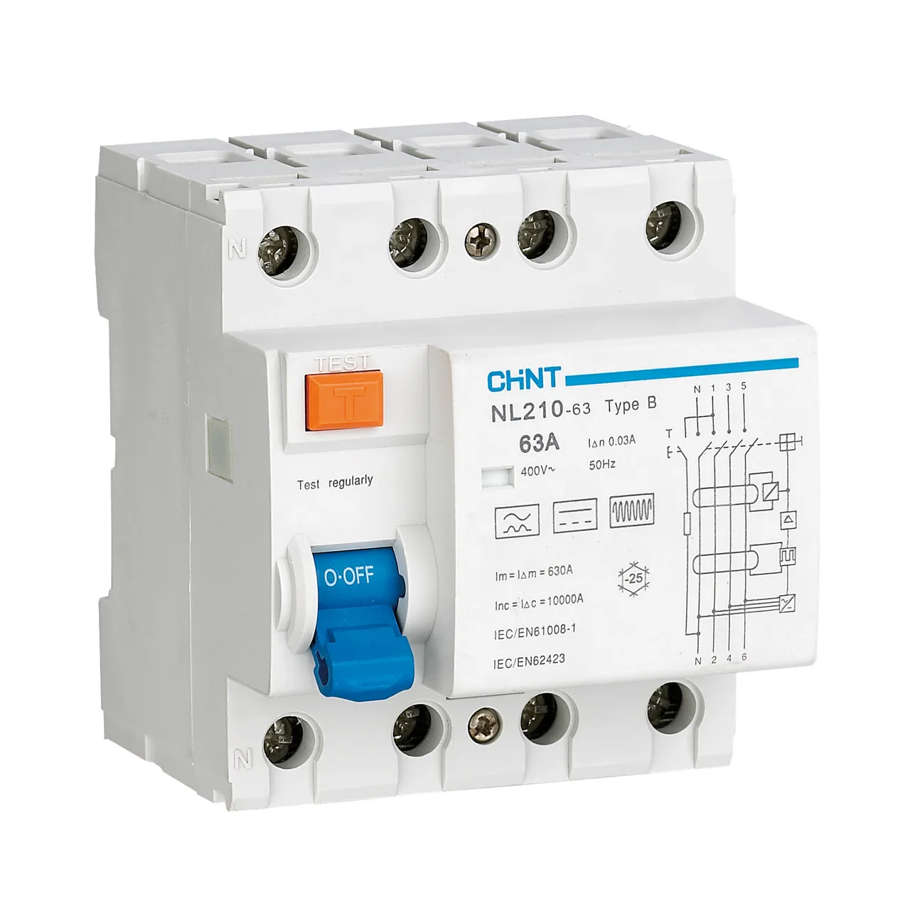 Chint NL210 25A 40A 63A Residual Current Operated Circuit Breaker for New Energy