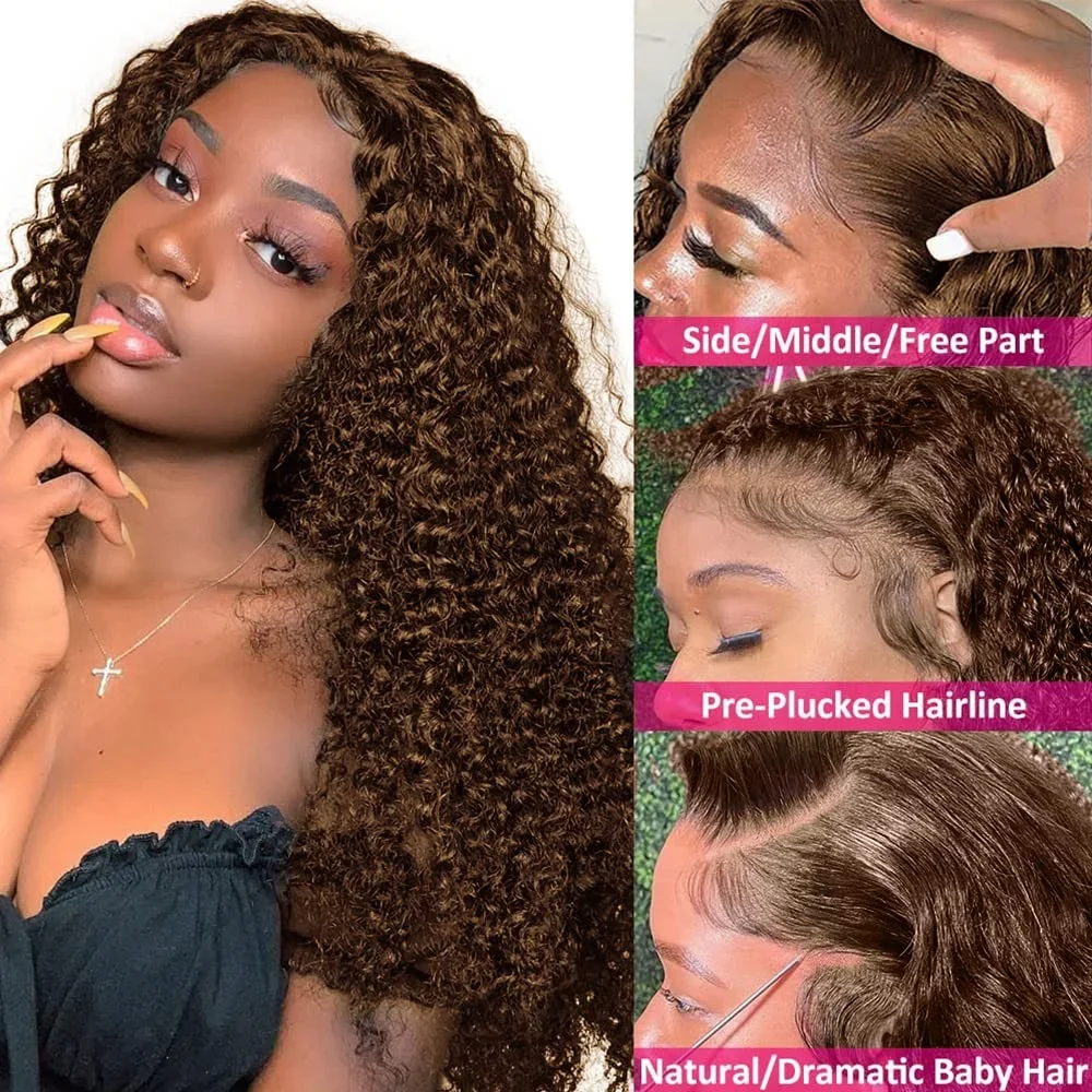 Peruka z naturalnych włosów lace front deep wave czekoladowa_voghion.com