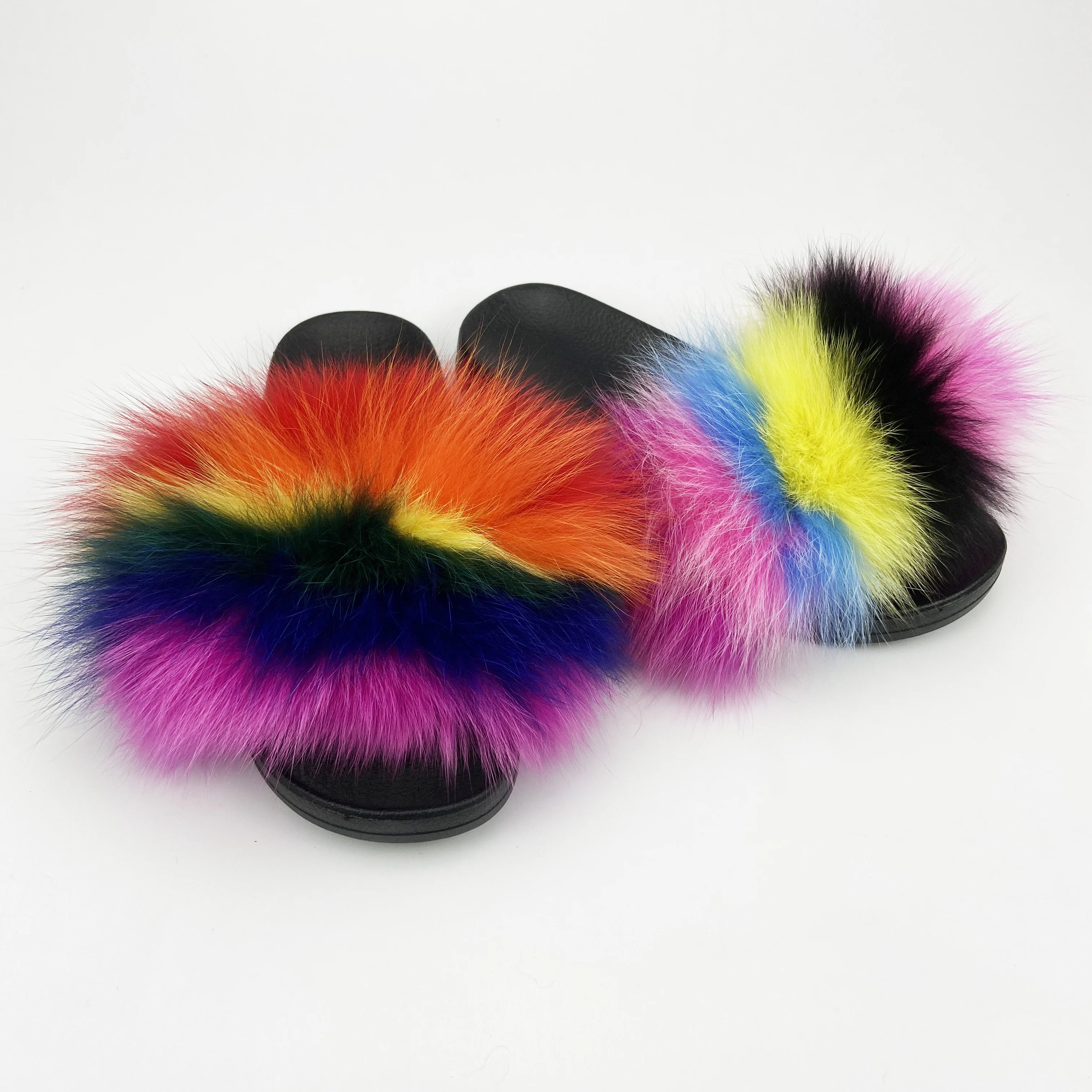 fur flat sandals