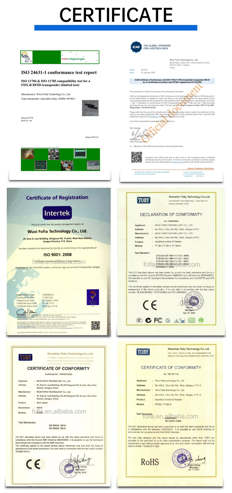 Handheld RFID Microchip Reader with ISO11784/5 FDX-B Standard 1000 Data Storage and 3 AA Battery Power