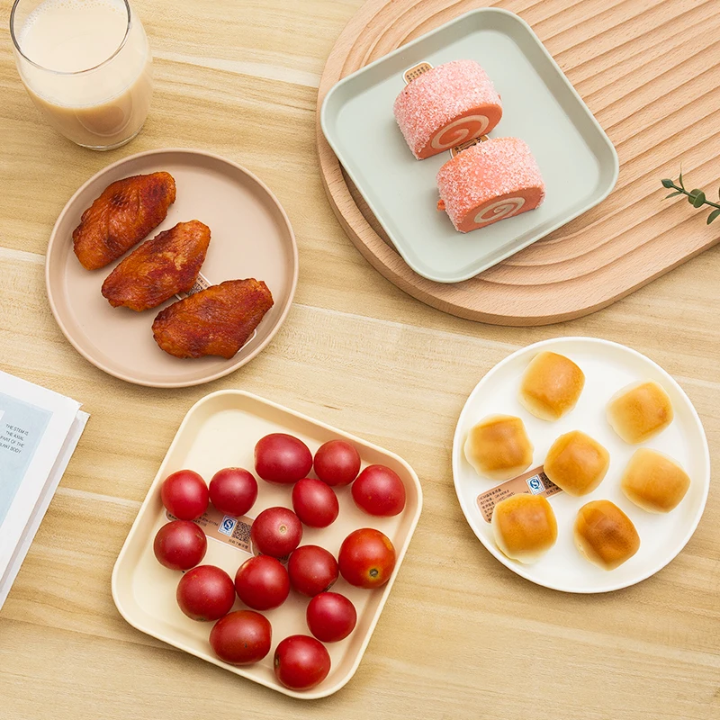 Factory BPA-Free Colorful Unbreakable Kids' Plate Set Eco-Friendly Plastic Snack Dish for Picnic Birthday Party Cake Dessert