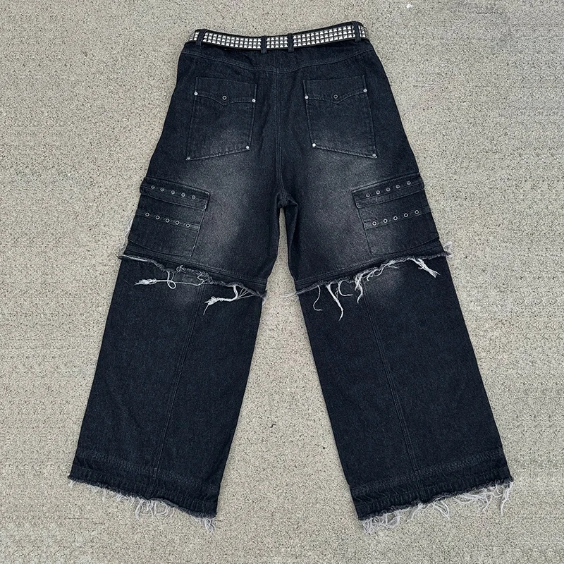 Custom Jeans Manufacturer Straight-leg Baggy Jeans with 3D Print Mid Waist and Embossing Logo for Men