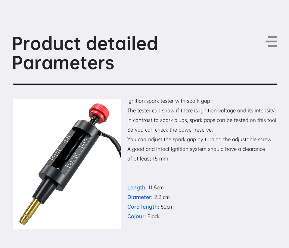 Universal 1-Year Warranty Plastic Code Reader Car Diagnostic Tool Spark Plug Tester Ignition with Spark Gap