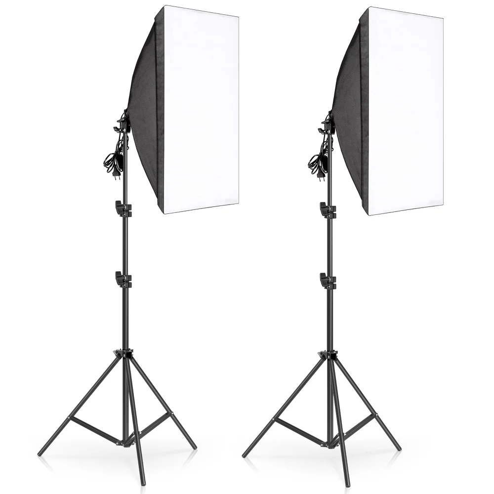 2pcs 50x70CM Photography Softbox Lighting Kits Professional Continuous Light System Equipment For Photo Studio