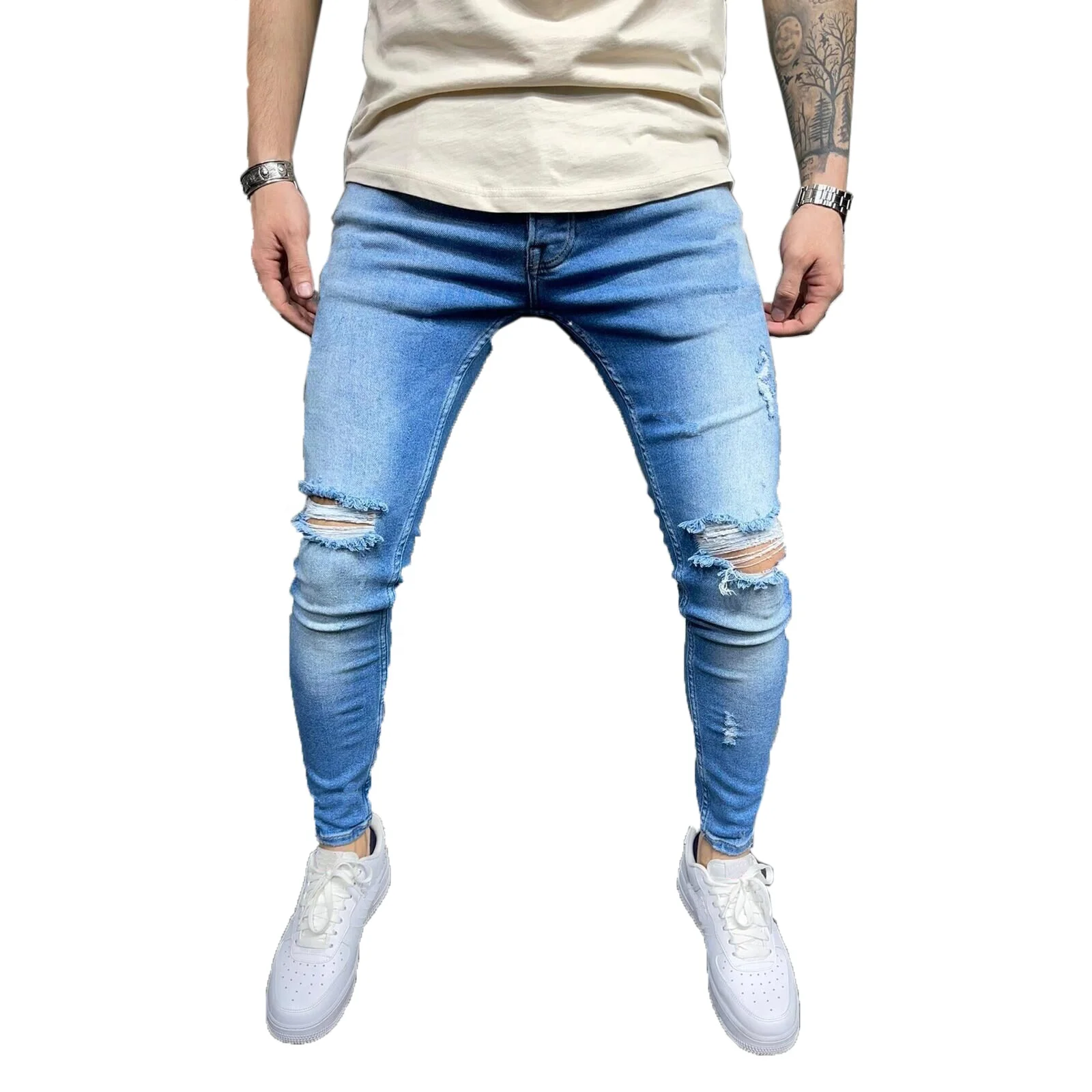 Hot Sale Fashion Light Blue Push Up Skinny Jeans Ripped Destroy Wash Pencil Jeans Men Buy Skinny Jeans Men Men Skinny Jeans Ripped Men Skinny Jeans Product On Alibaba Com