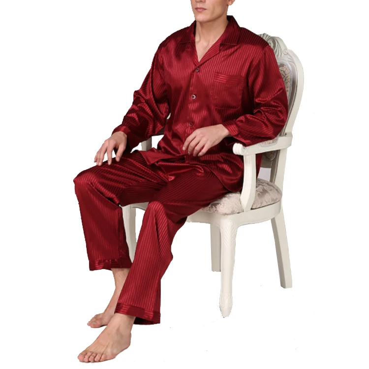 Men's Fashion Soft Silk Satin Sleepwear Loungewear Robes Pajamas Pyjamas 