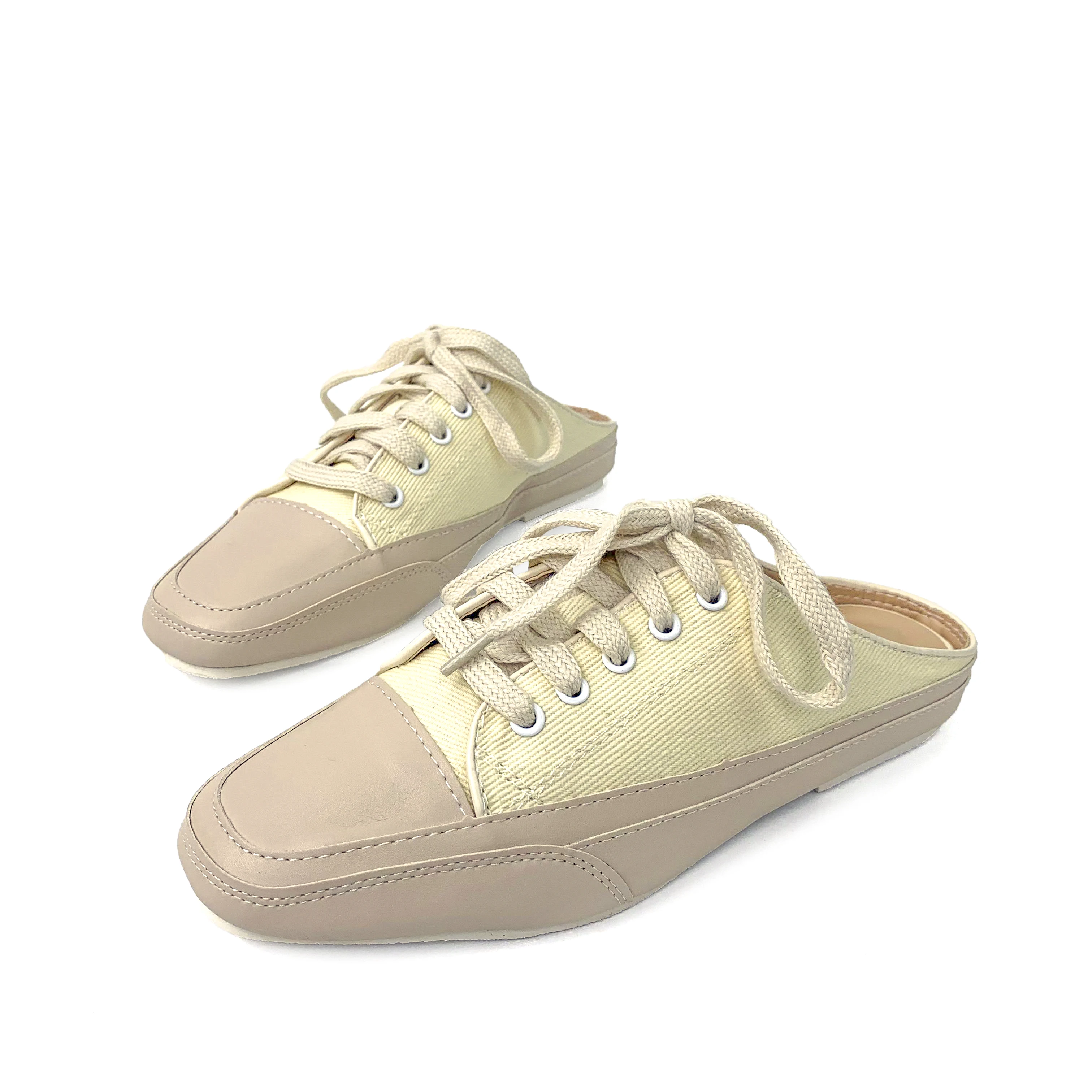 In Stock Wholesale Half Drag Women's Flat Canvas Shoes Platform New Trend  Fashionable Casual Sapatos Canvas Step Heel Sneakers