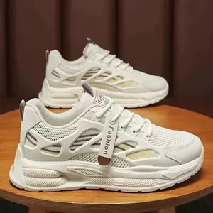 2026 Men's Trendy White Sneakers Breathable Mesh Student Sports Casual Shoes for Autumn Season and Versatile Use
