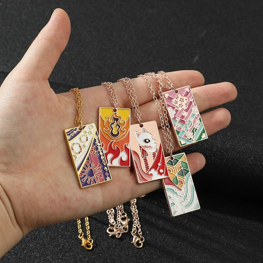 Anime Demon Slayer Enamel Metal Pattern Necklace Demon Slaying Corps Sign Tag Anime Fans Collect Souvenir Necklace Jewelry