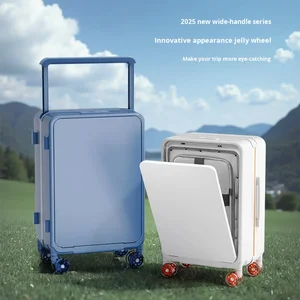 custom logo 2026 New Model Front-Opening Wide Handle 24inch Neoprene High-Value Fashion 20inch Silent Colorful Wheel Travel Suitcase