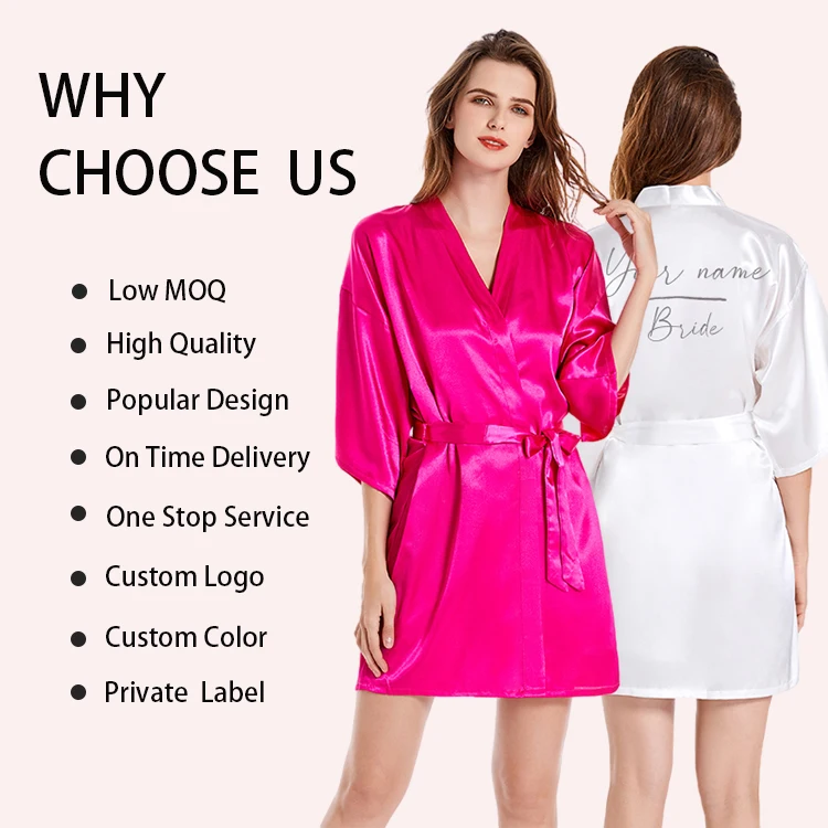 Personalized Satin Silk Bride Party Robe Women Custom Wedding Date