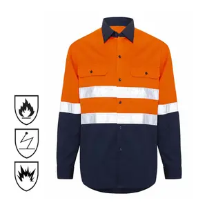 Hot Sale Modacrylic / Cotton / Aramid / Anti Static Inherent FR Work Welding Welder FRC Flame Retardant Fire Resistant Shirt