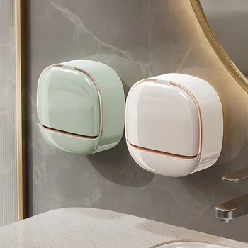 Light Luxury Wall-Mounted Soap Holder Rack No-Drill Plastic Soap Box Drainage for Convenient Laundry Use. Cross-Border