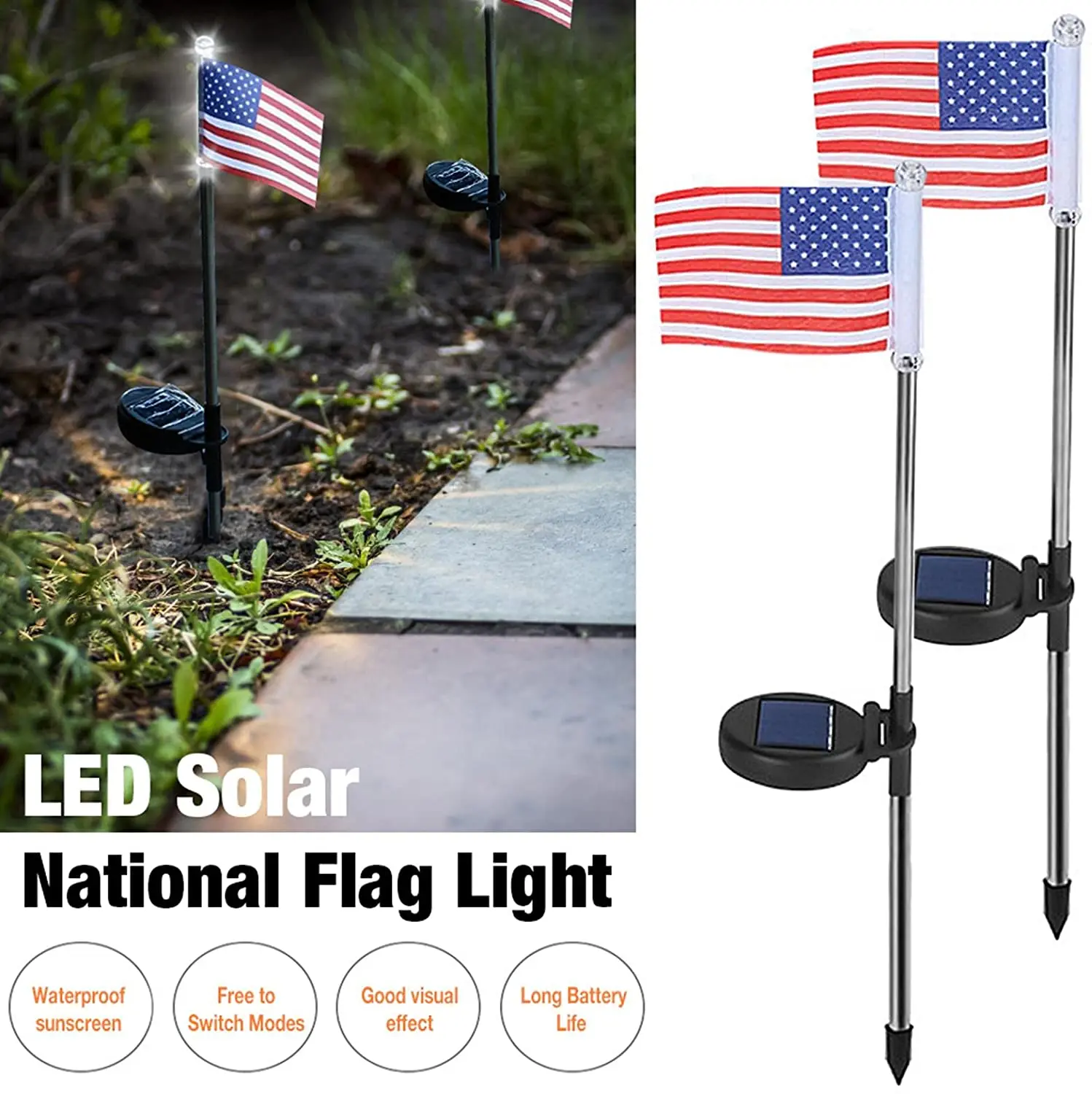 Garden flag pole with deals solar light