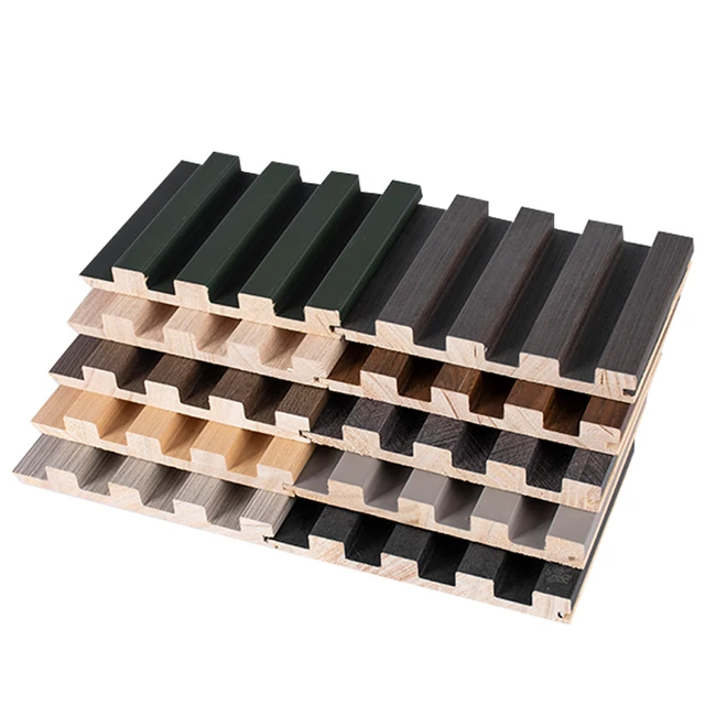 Wholesale Modern Decorative Living Room TV Background Wall Fluted Grille Wood Wall Acoustic Panels