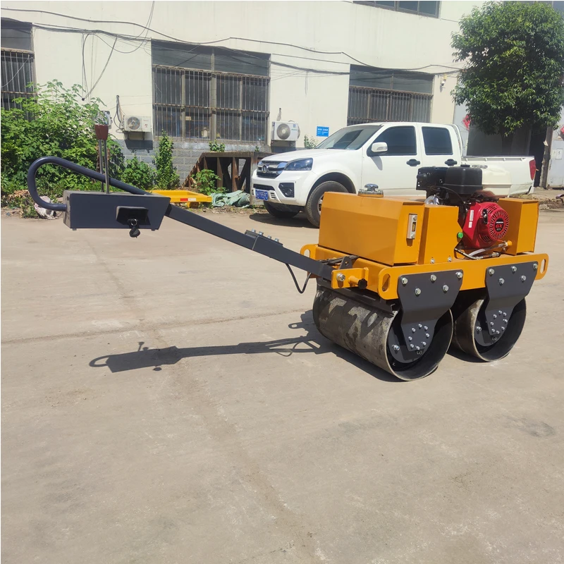 Portable Double Drum Vibratory Manual Roller Compactor Mini Walk-Behind Road Roller with Pump Motor Gear Core Components